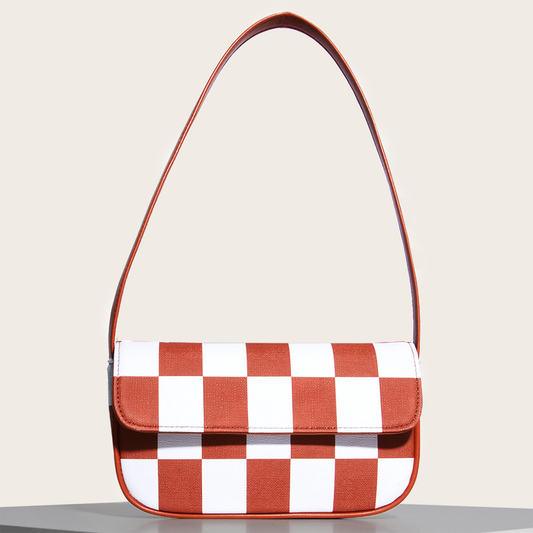 Retro Plaid Square Baguette Bag
