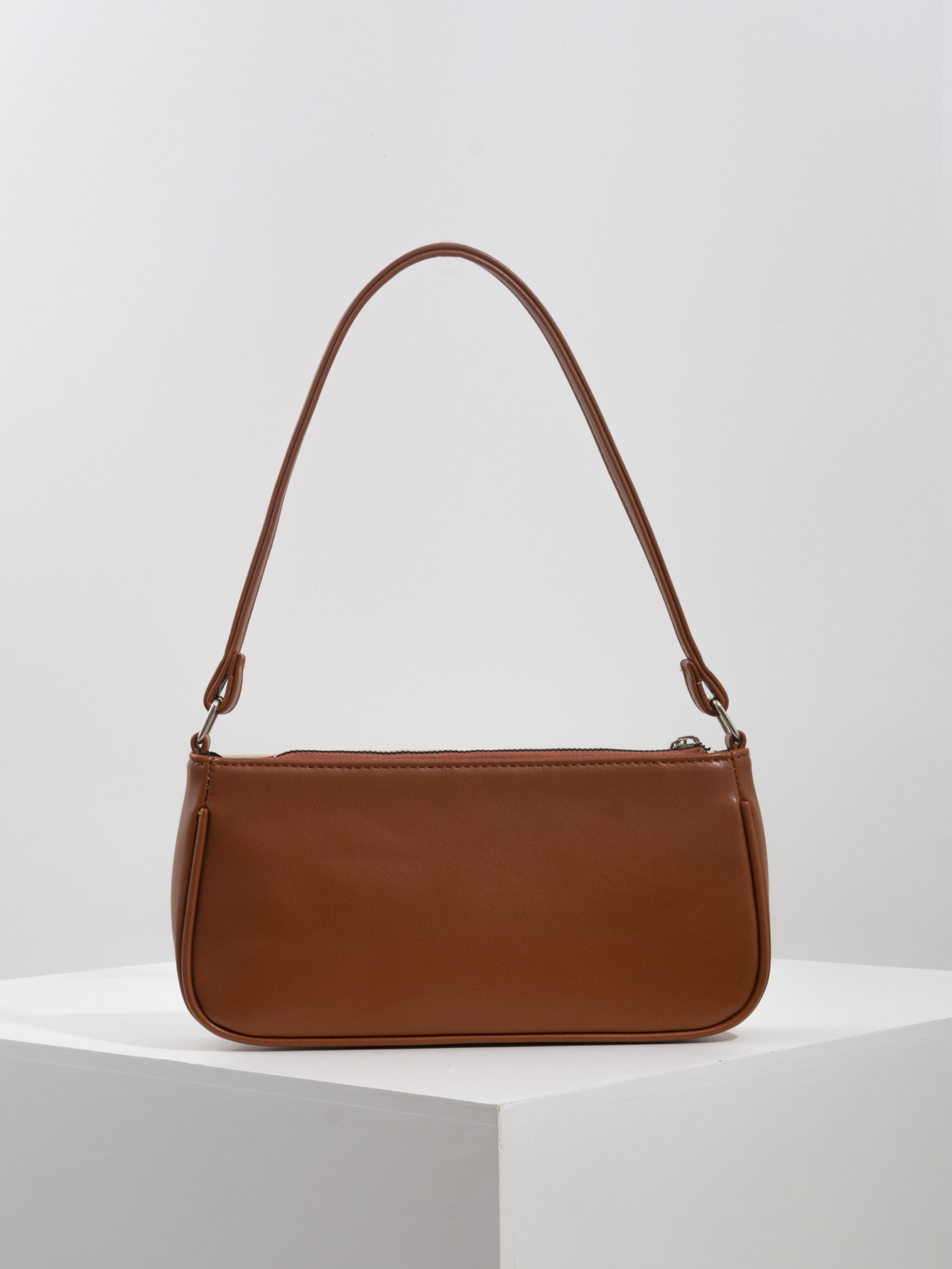 Retro Plaid Color Block Baguette Bag