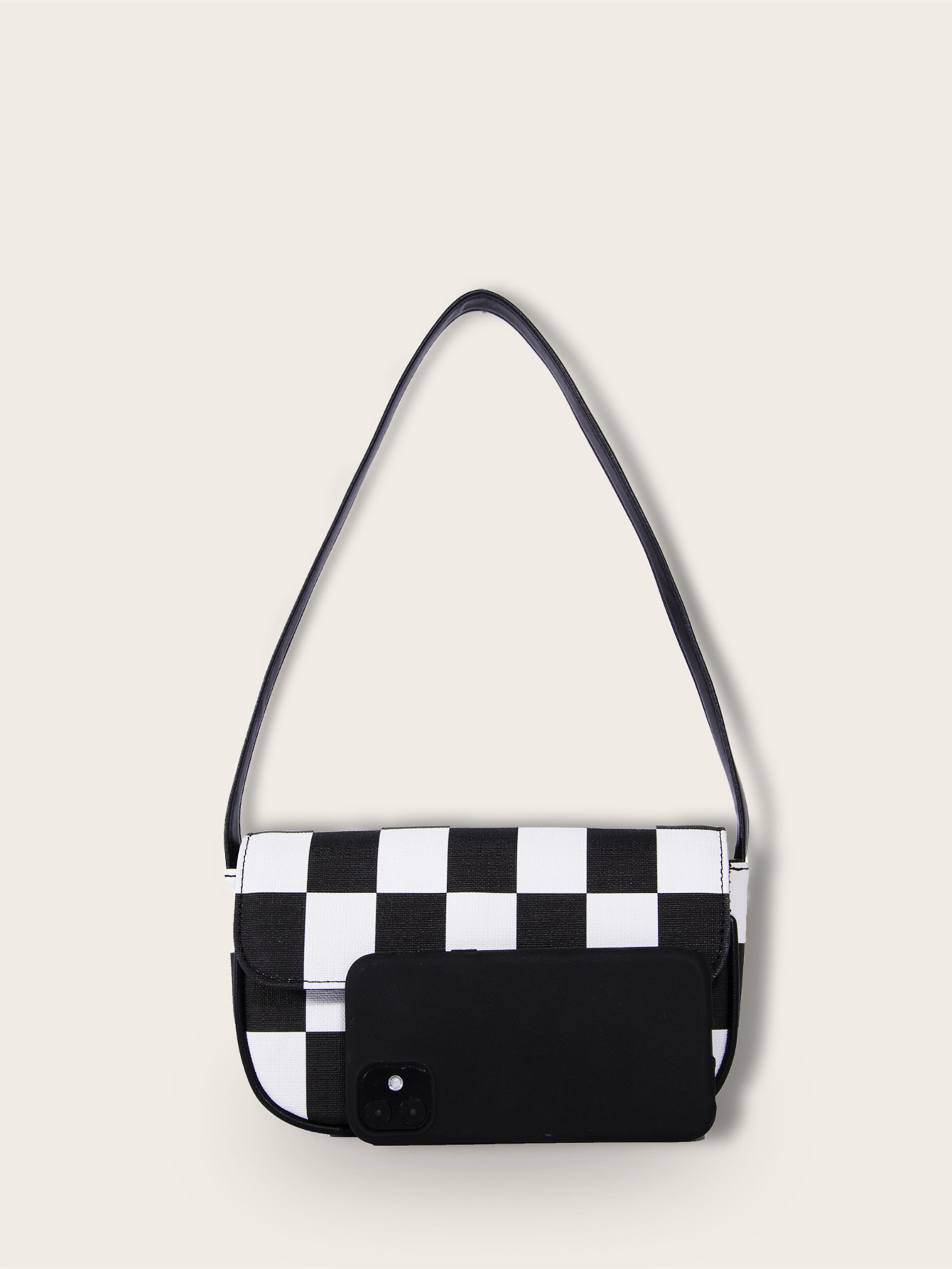 Retro Plaid Square Baguette Bag