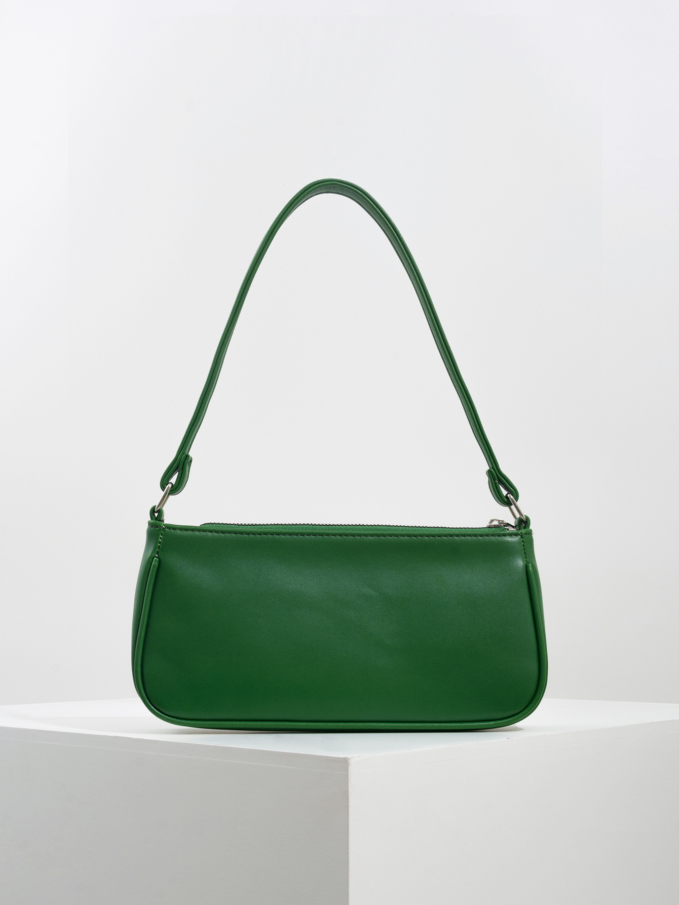 Retro Plaid Color Block Baguette Bag