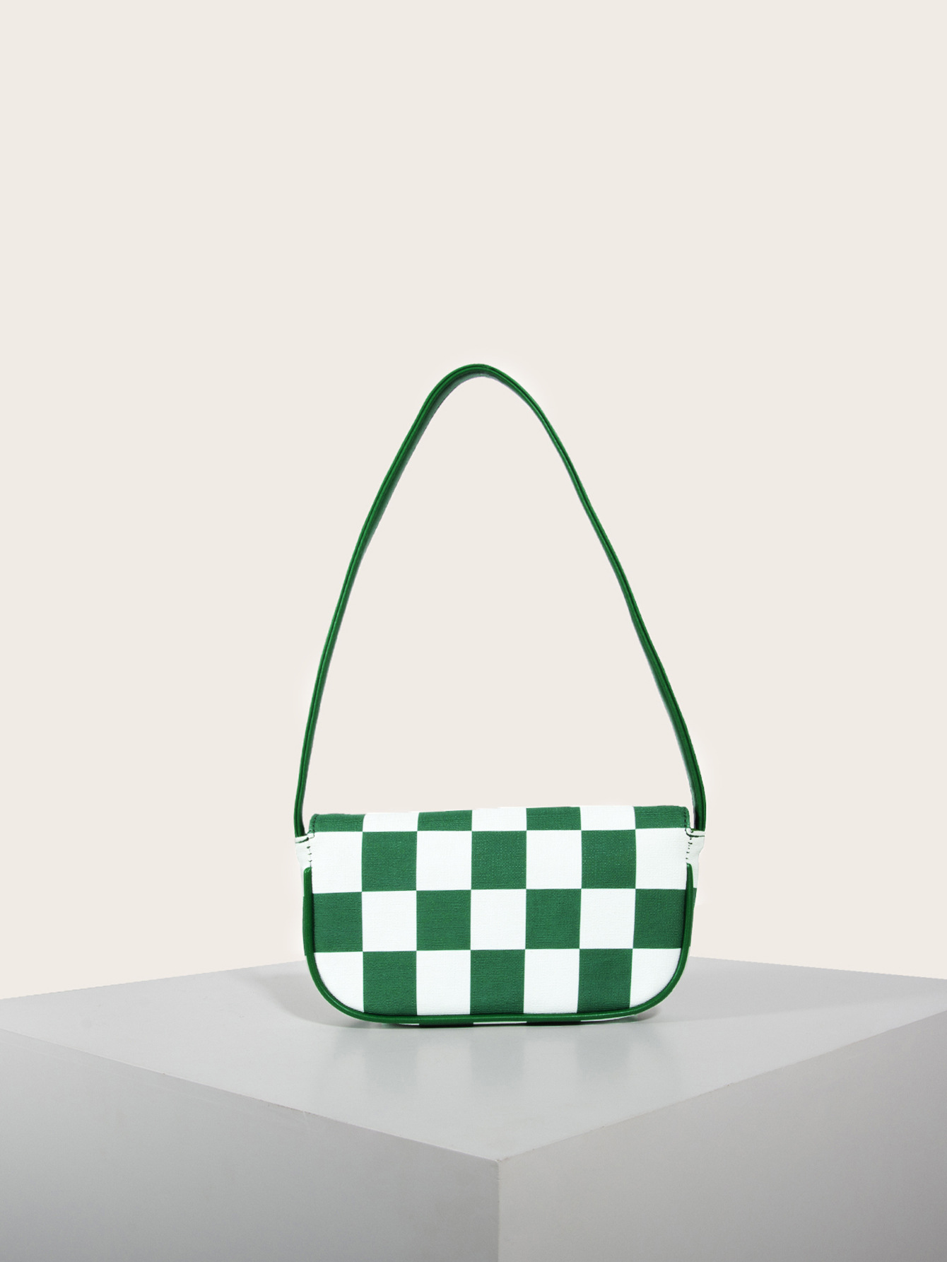 Retro Plaid Square Baguette Bag
