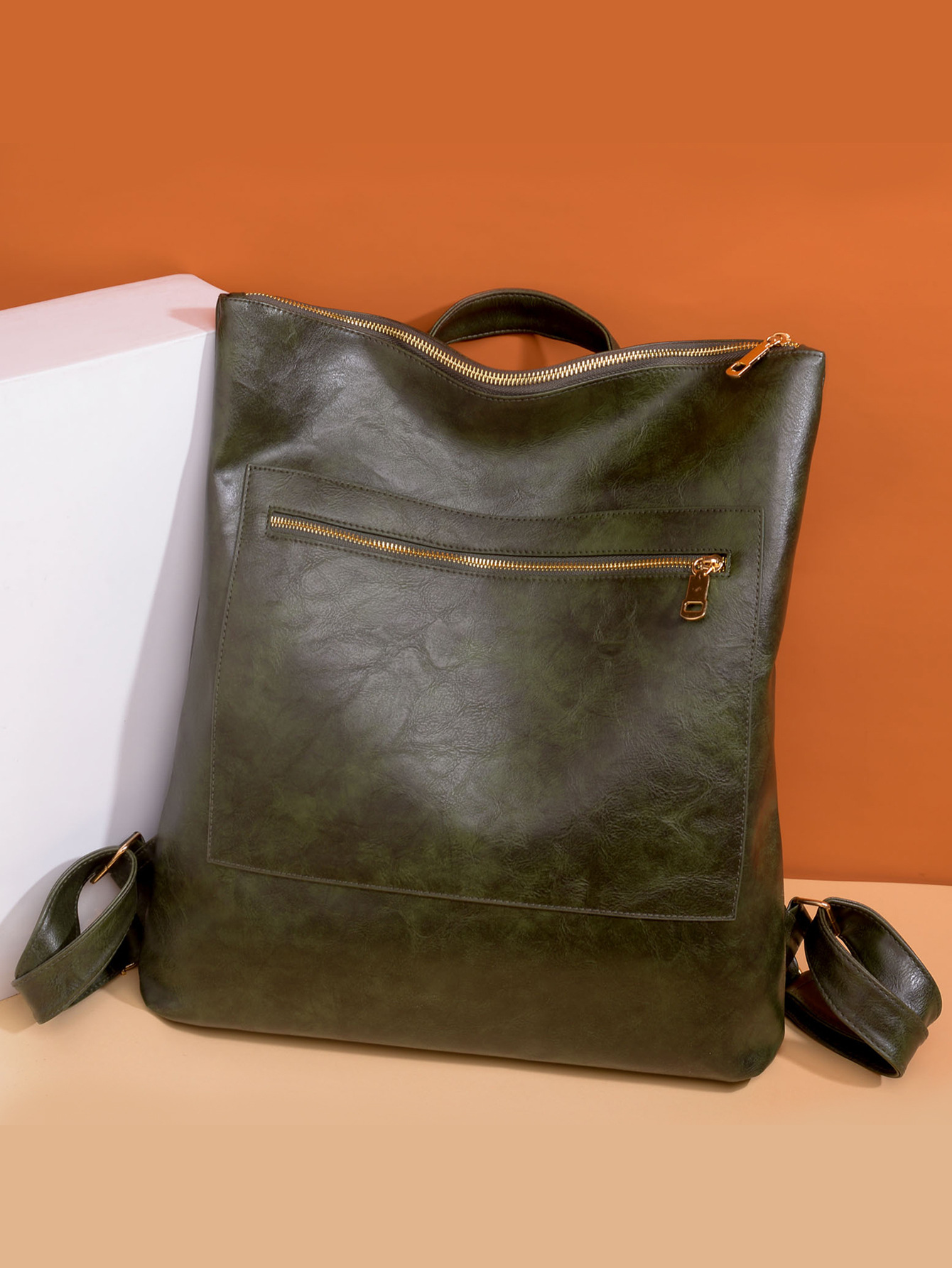 Retro Zipper Large-Capacity Backpack