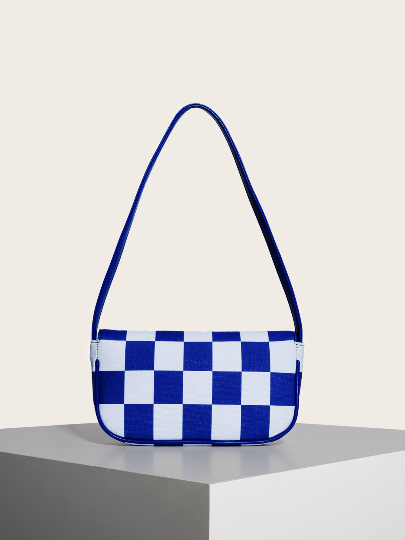 Retro Plaid Square Baguette Bag