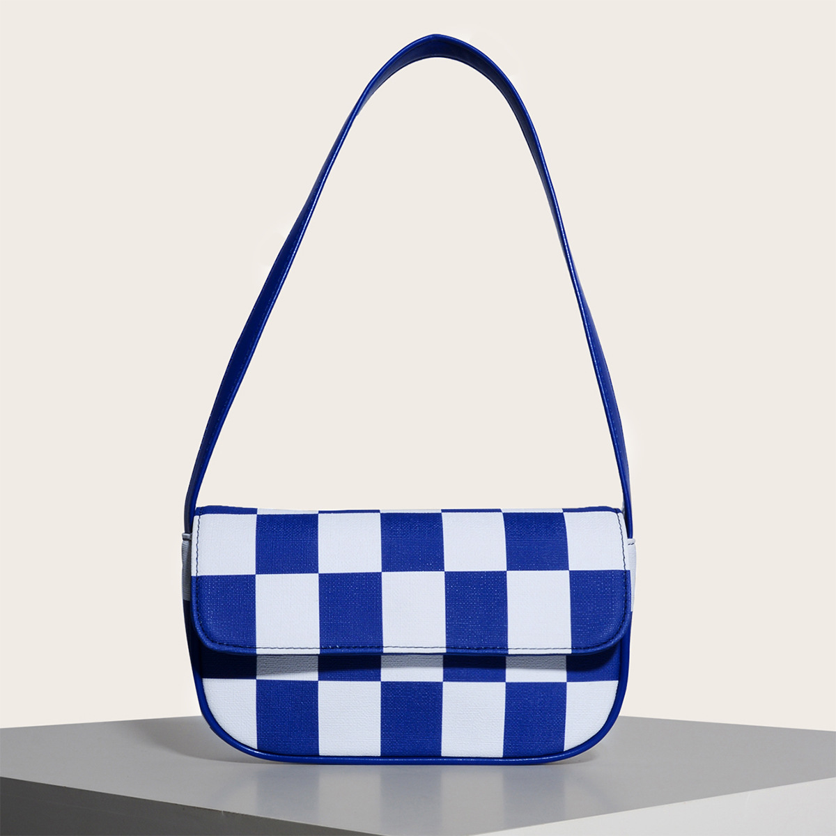 Retro Plaid Square Baguette Bag