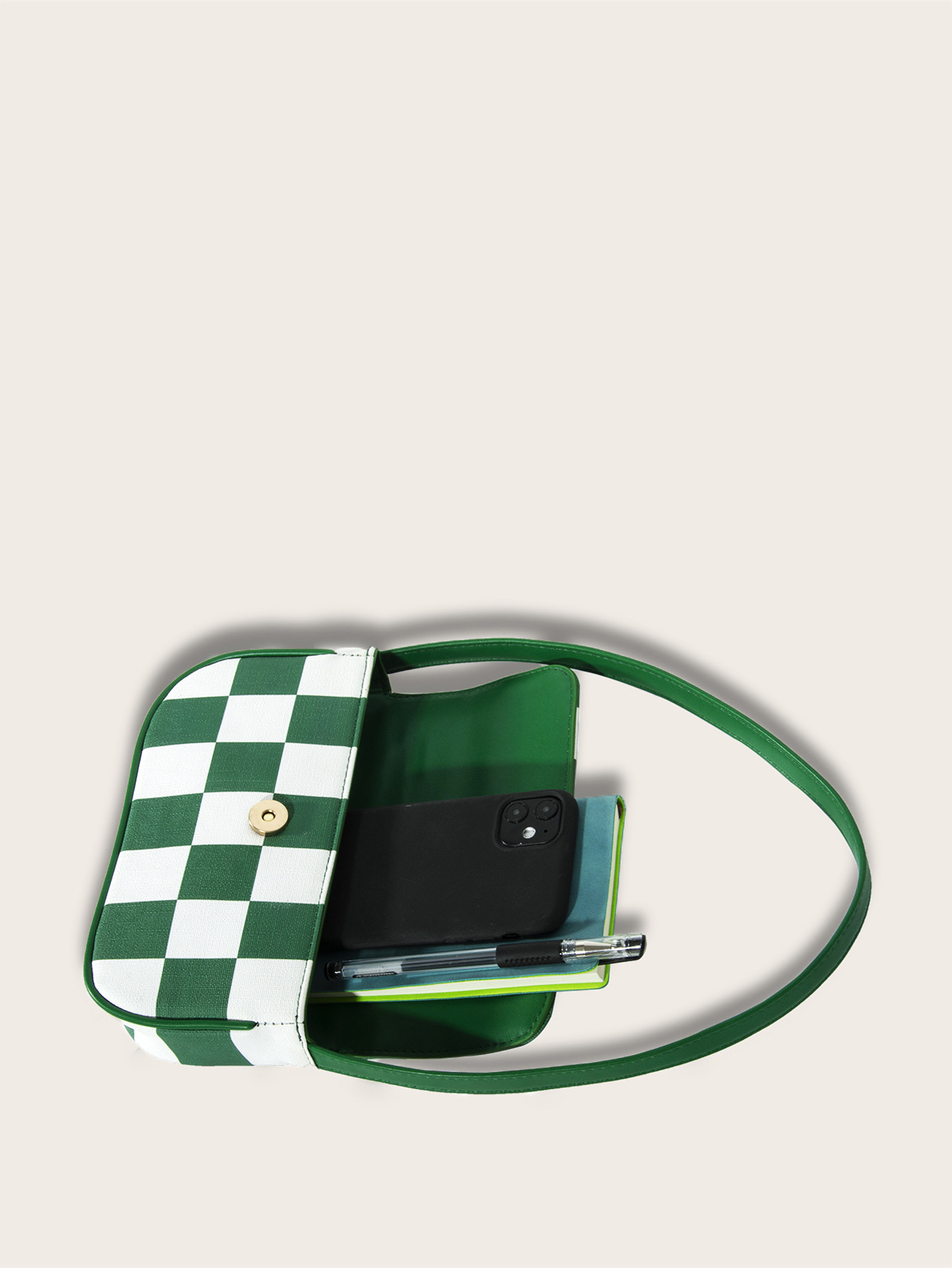 Retro Plaid Square Baguette Bag