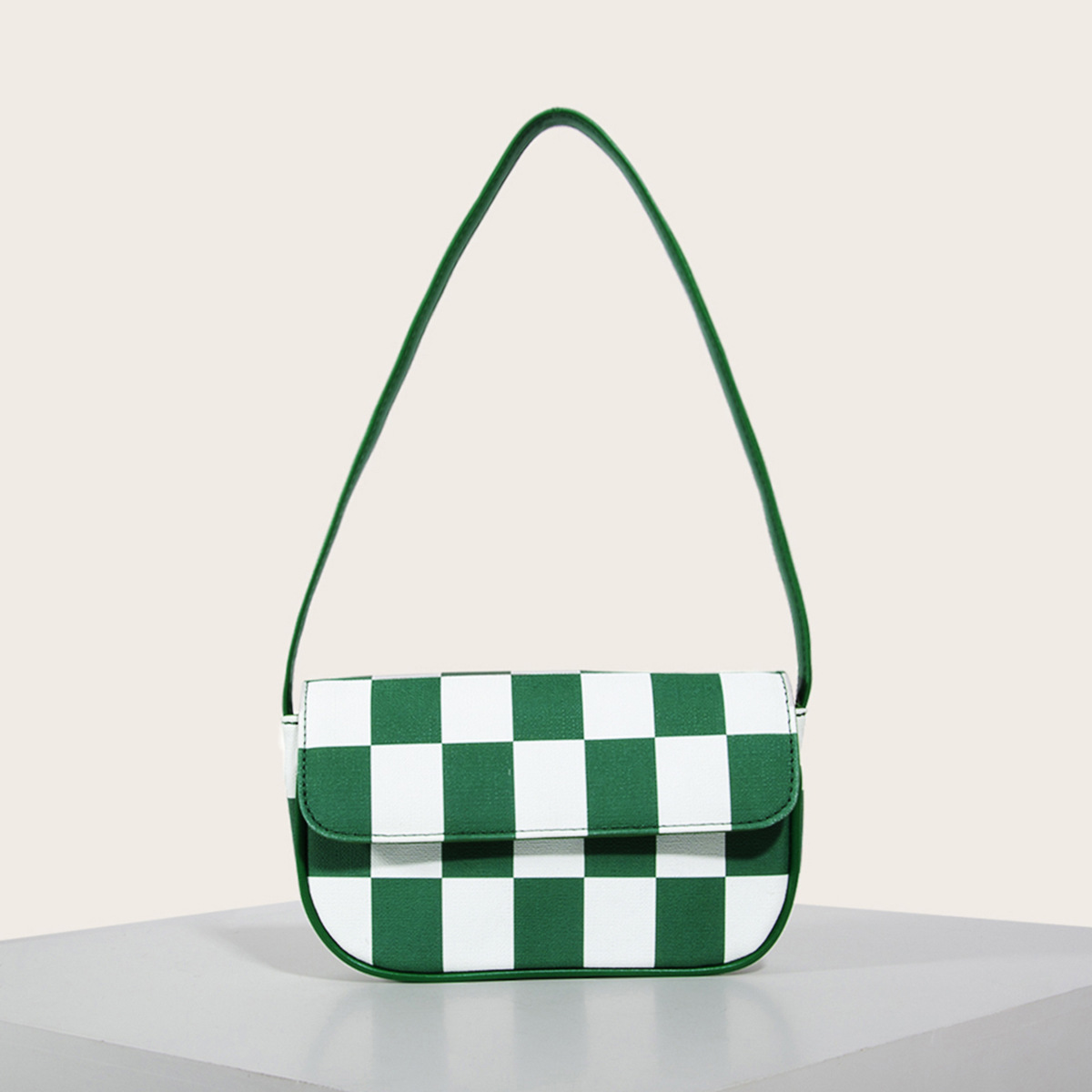 Retro Plaid Square Baguette Bag