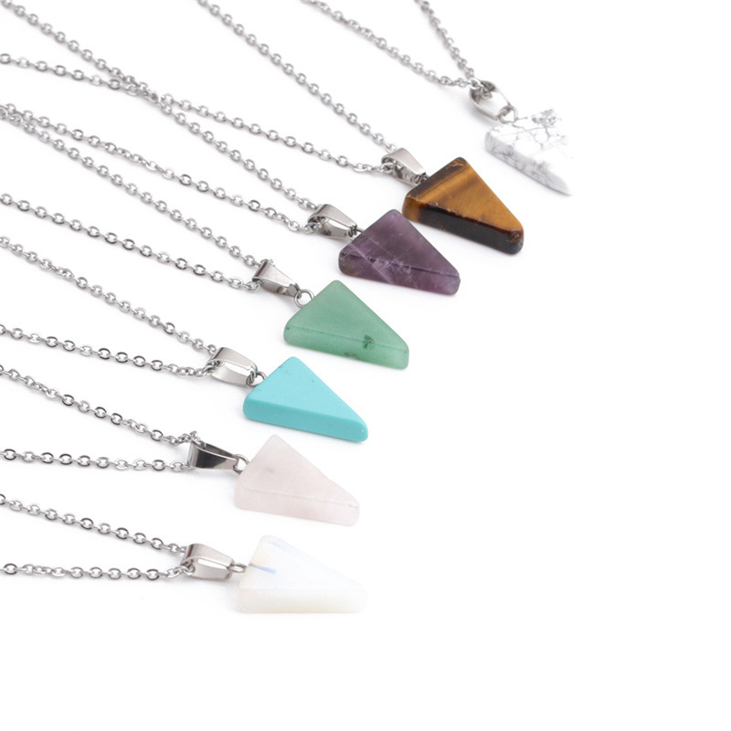 Retro Triangular Natural Stone Necklace