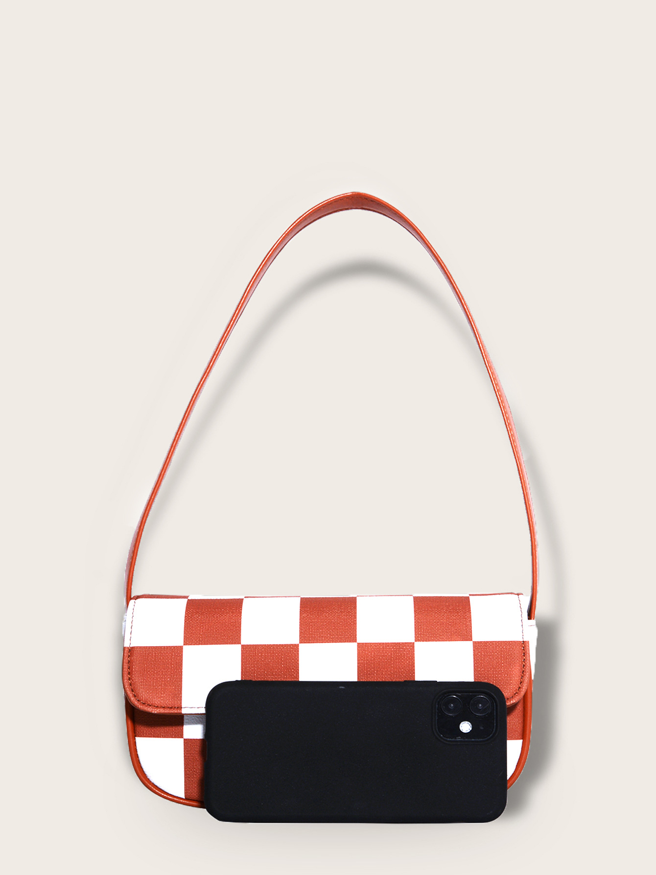 Retro Plaid Square Baguette Bag