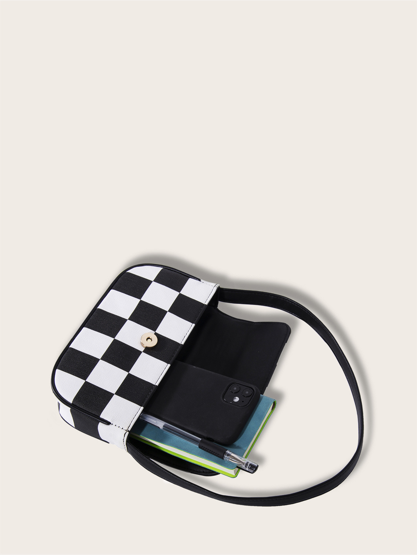 Retro Plaid Square Baguette Bag