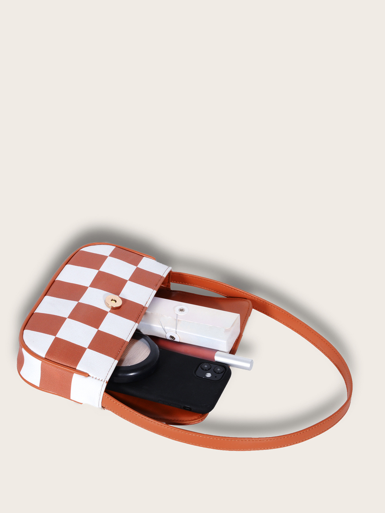 Retro Plaid Square Baguette Bag