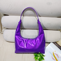 Retro Patent Leather Baguette Bag