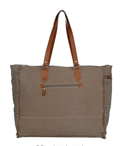 Retro Print Fringe Canvas Tote Bag Set