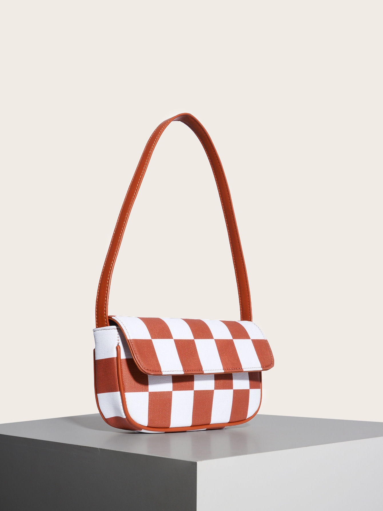 Retro Plaid Square Baguette Bag