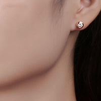 Round-Shaped Silver/Rose Gold Moissanite Stud Earrings