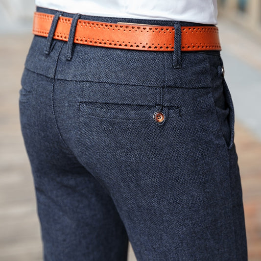 Classic Style Men's Casual Pants Business Fashion Black Blue Elastic Regular Fit Brand Trousers High Quality Clothes