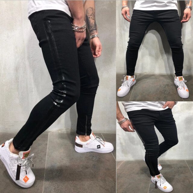 Fashion Men Skinny Jeans Stretchy Denim Slim Long Camouflage Pants Frayed Rip Bike Men Ripped Jeans 20 styles