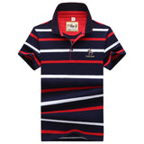 polo shirt men high quality mens polo shirt 95%cotton Short-sleeved  embroidered stripes business casual mens polo shirt 3631