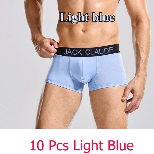 10 PCS Jack Claude Men Underwear Boxers Brand Men Boxer Shorts Modal Sexy Cueca Boxer Mens 10 pcs Underwear Male Underpants