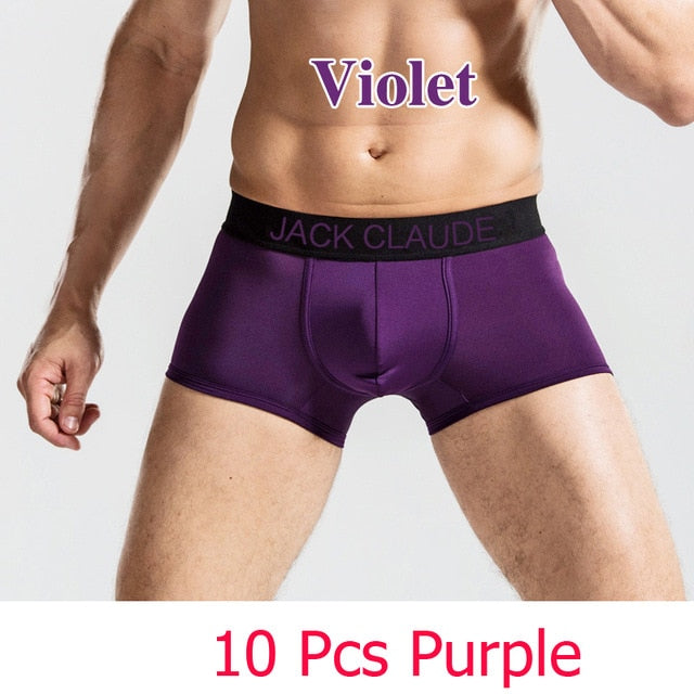 10 PCS Jack Claude Men Underwear Boxers Brand Men Boxer Shorts Modal Sexy Cueca Boxer Mens 10 pcs Underwear Male Underpants
