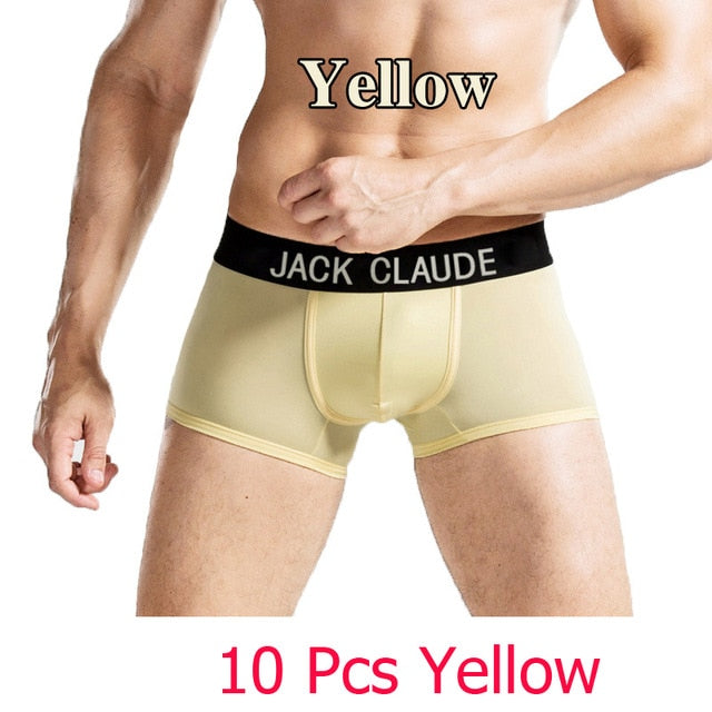 10 PCS Jack Claude Men Underwear Boxers Brand Men Boxer Shorts Modal Sexy Cueca Boxer Mens 10 pcs Underwear Male Underpants