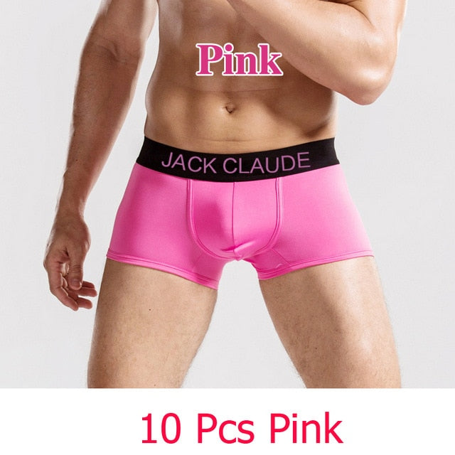 10 PCS Jack Claude Men Underwear Boxers Brand Men Boxer Shorts Modal Sexy Cueca Boxer Mens 10 pcs Underwear Male Underpants