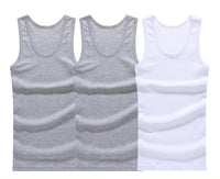 3pcs/lot Cotton Mens  Underwear Sleeveless Tank Top Solid Muscle Vest Undershirts O-neck Gymclothing T-shirt men's vest