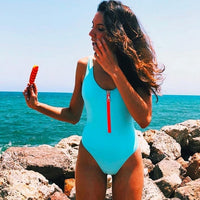 Sexy Zipper One Piece Swimsuit Women Solid Swimwear Bodysuit Swimsuit Push Up Monokini Bathing Suit Summer Beachwear XL