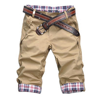 Men Casual Summer Plaid Patchwork Pockets Buttons Fifth Pants Loose Beach Shorts Male Summer Sports Workout Bottoms Clothing