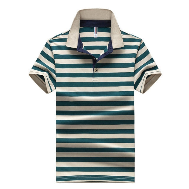 polo shirt men high quality mens polo shirt 95%cotton Short-sleeved  embroidered stripes business casual mens polo shirt 3631